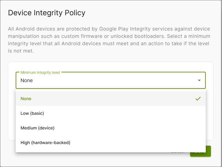 configure device integrity policy
