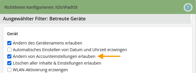 Ändern von Accounteinstellungen erlauben
