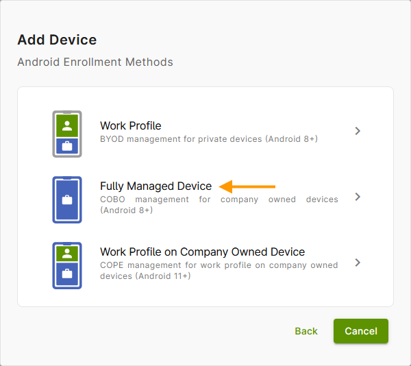 Now tap Fully managed device