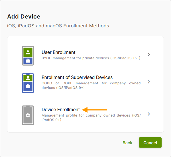 select device enrollment