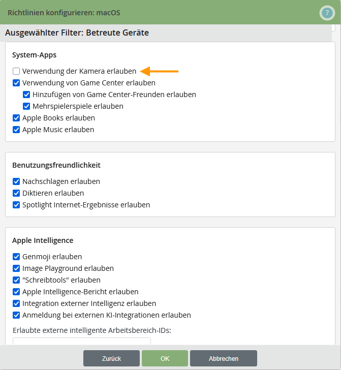 Richtlinie konfigurieren