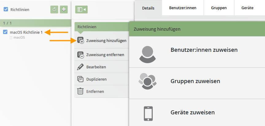 Zuweisung hinzufügen