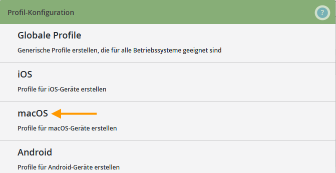 macOS-Profile auswählen