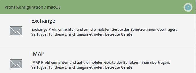 verfügbare Profile für macOS