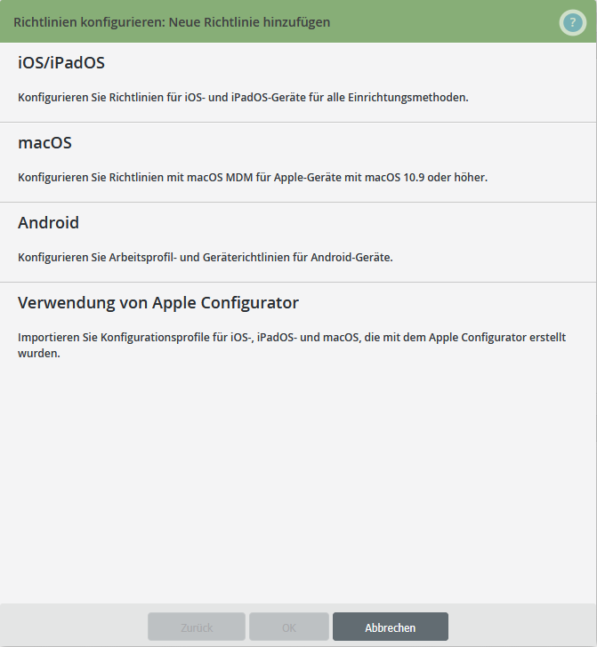 Plattform auswählen