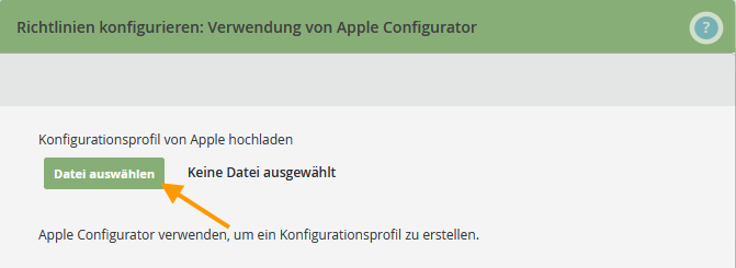 Konfigurationsprofil auswählen und hochladen