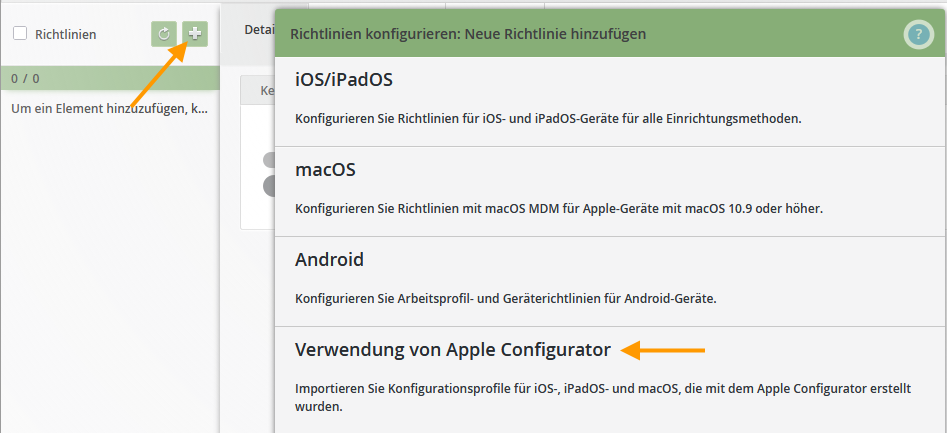 Verwendung von Apple Configurator