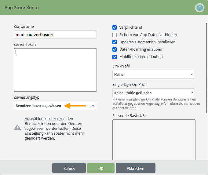 nutzerbasiertes App-Store-Konto