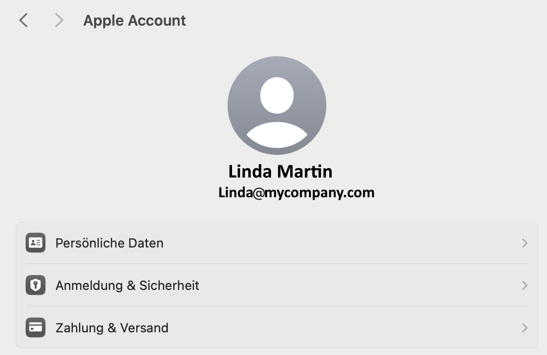 verwaltete Apple-ID im Apple Account auf dem Mac