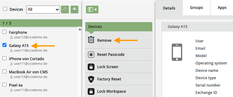 remove device