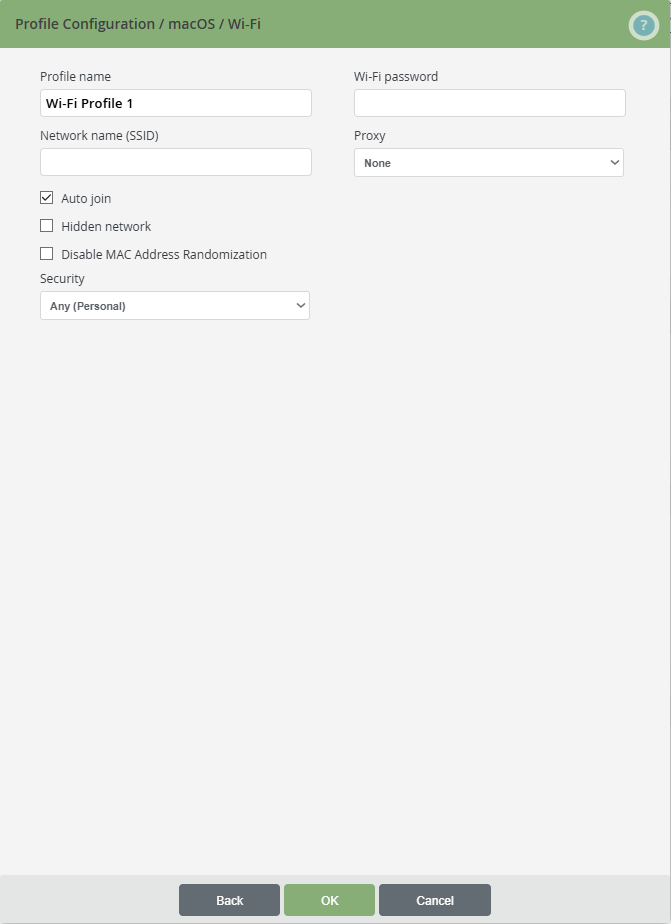 configure Wi-Fi profile
