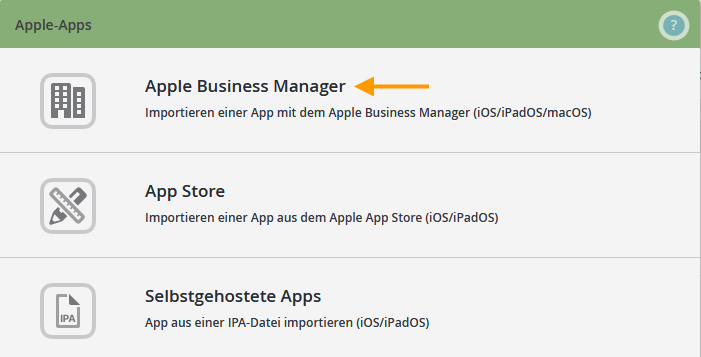 Apple Business Manager auswählen