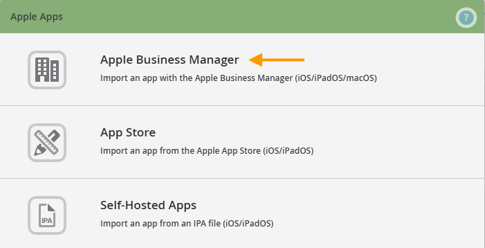 select Apple Business Manager
