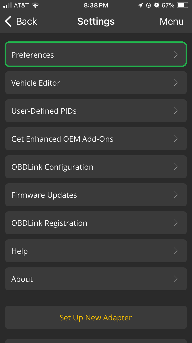 iOS Settings screen with Preferences highlighted.