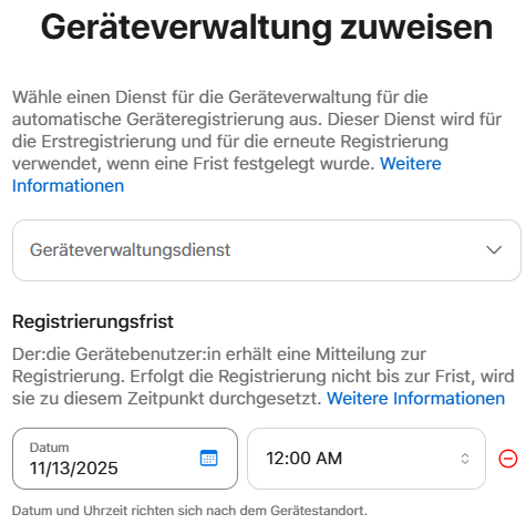 neue Geräteverwaltung zuweisen