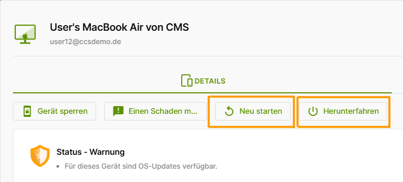 Mac neu starten oder herunterfahren
