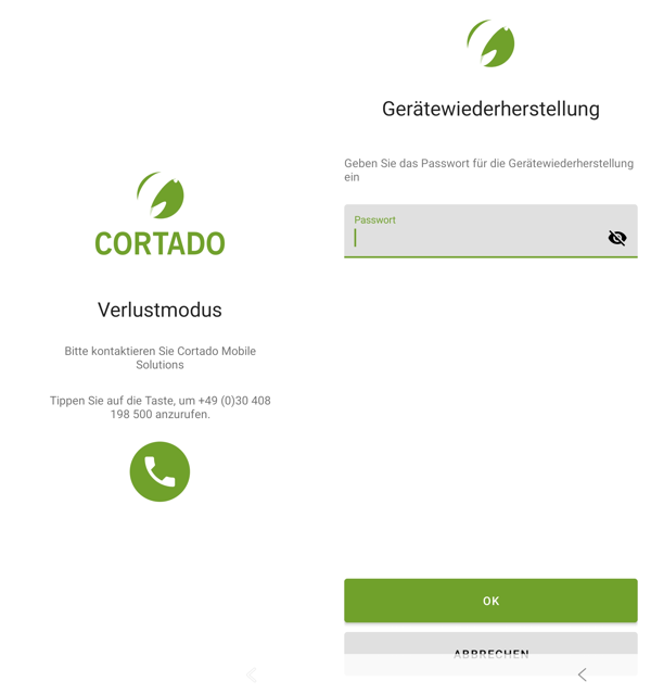 Wiederherstellungs-Token eingeben