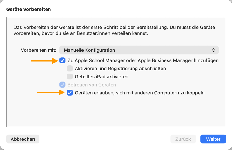 Checkboxen aktivieren