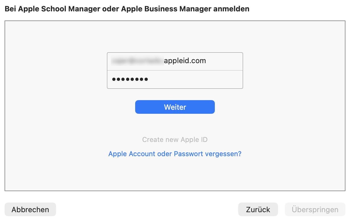 Apple ID eintragen
