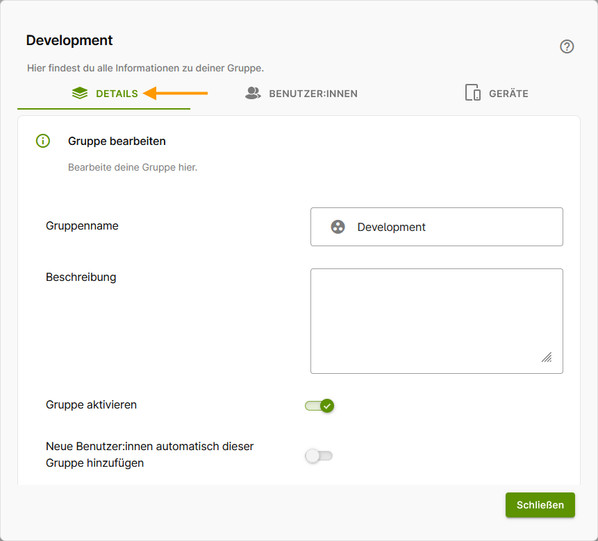 Details einer Gruppe