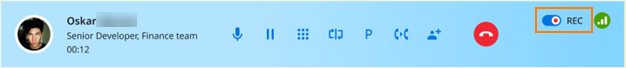 Recording control visible in call interface