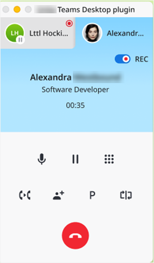 Teams Embedded app Desktop plugin recording controls