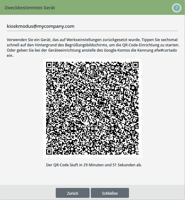 QR-Code für zweckbestimmtes Gerät