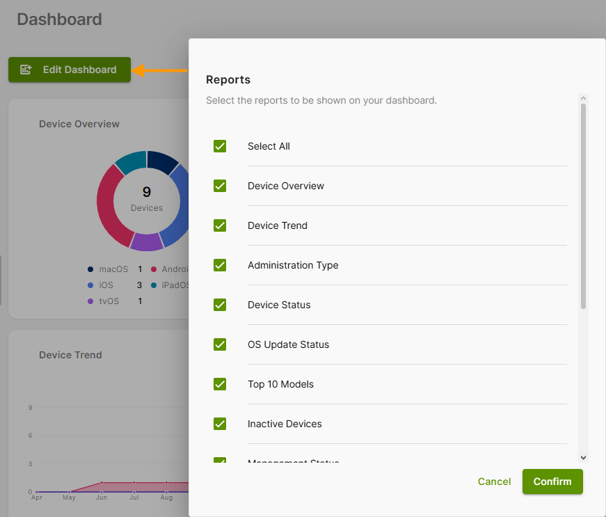 edit dashboard