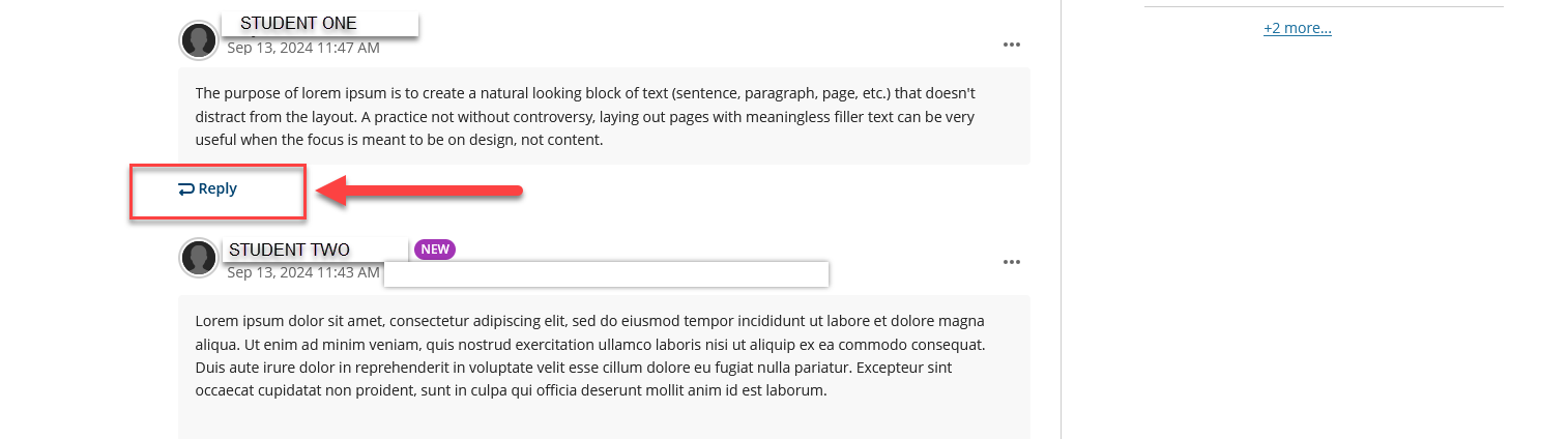 Image showing the location of the "Reply" icon.