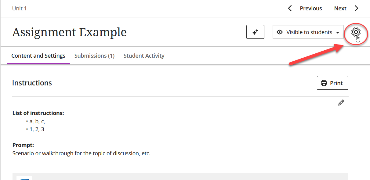 Image indicating where the settings "gear icon" is found