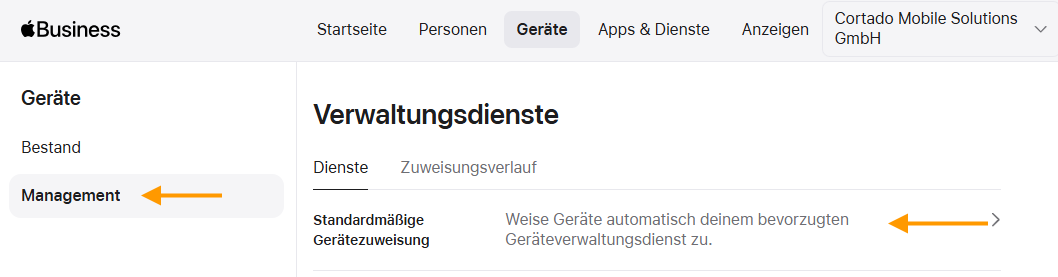 standardmäßige Zuweisung