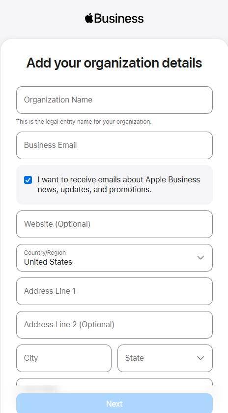 register with Apple Business