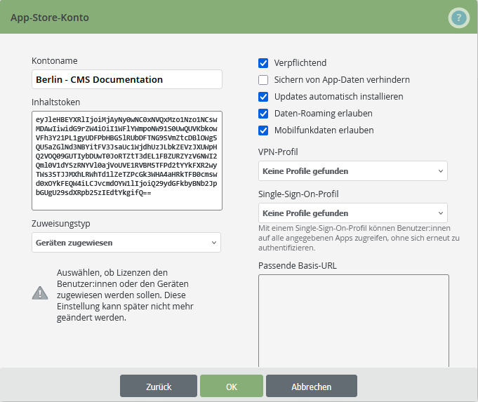 App-Store-Konto konfigurieren