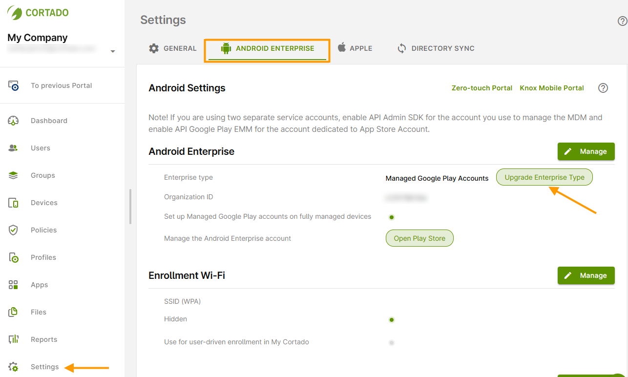 upgrade Android Enterprise