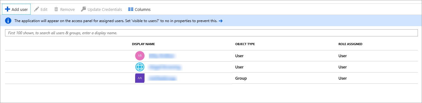 Application users and groups