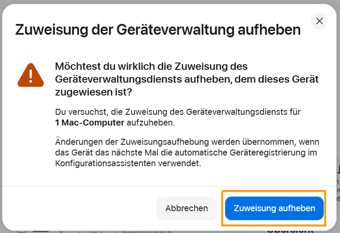 Aufhebung bestätigen