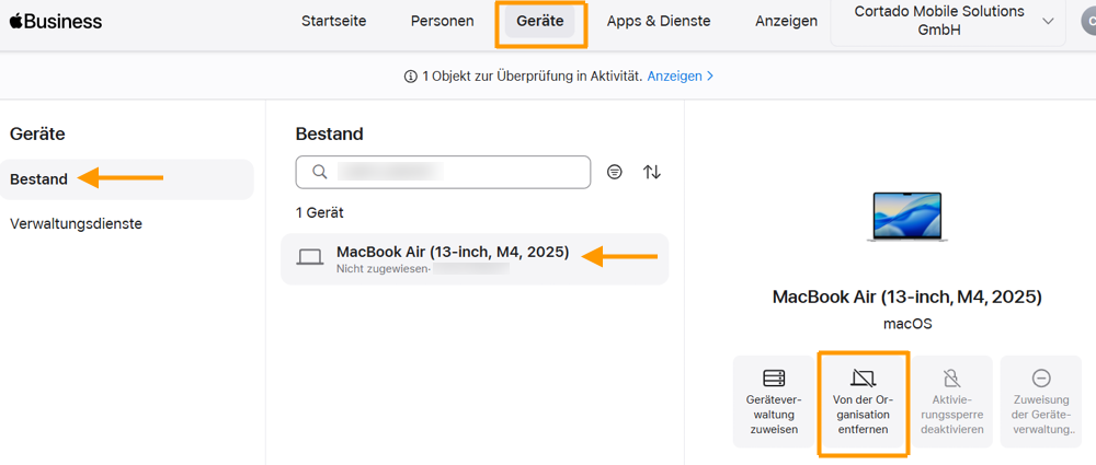 aus Organisation entfernen