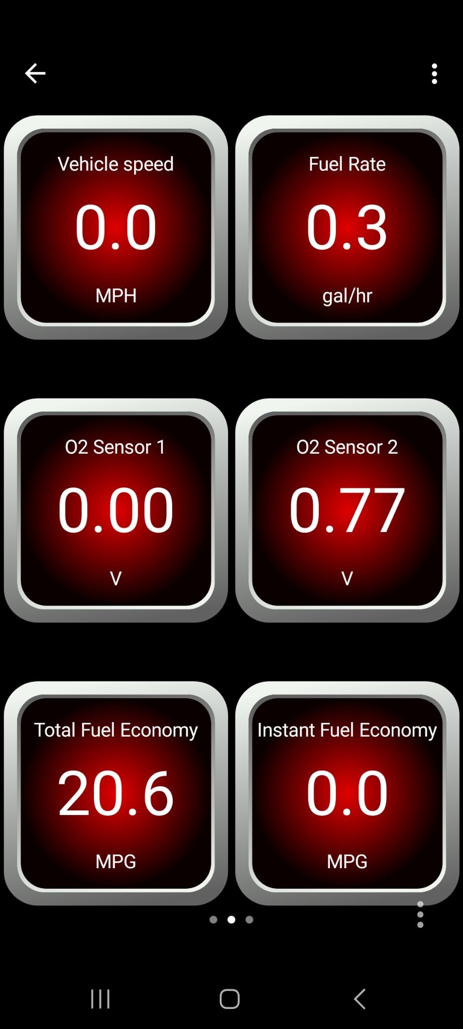 Android screen showing one of the default dashboard screens.