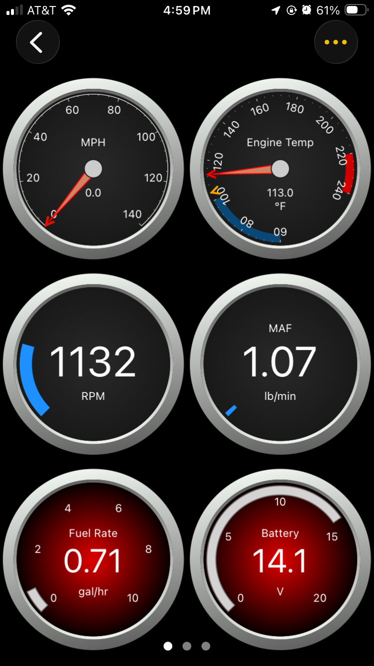 iOS screen showing one of the default dashboard screens.
