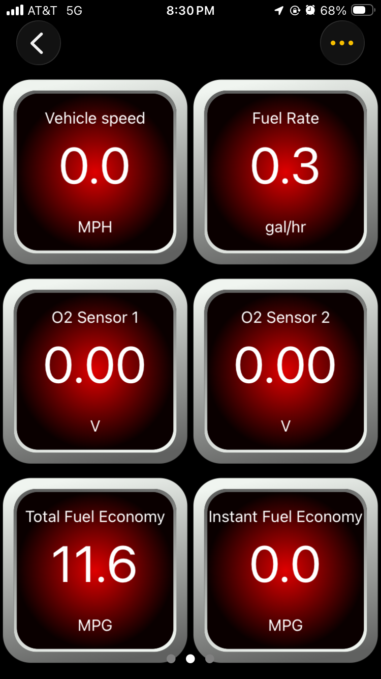 iOS screen showing one of the default dashboard screens.