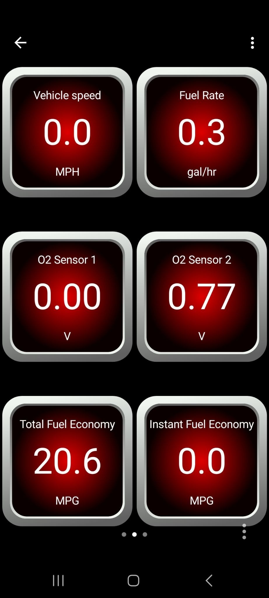 Android screen showing one of the default dashboard screens.