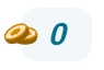 A screenshot of the token dashboard button from the top right corner of your screen. It contains a light teal square with the number of earned tokens written in dark teal inside the square. There are two yellow coins to the left of the square.