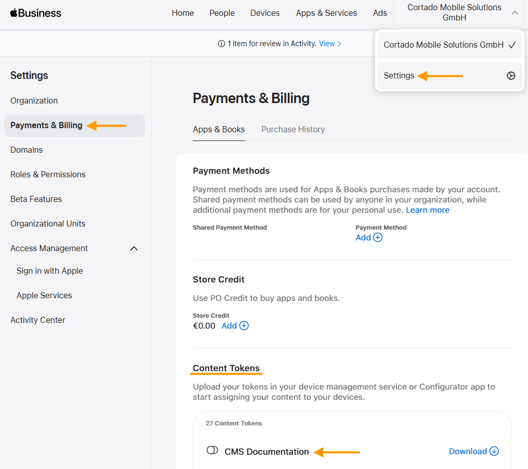 download content token