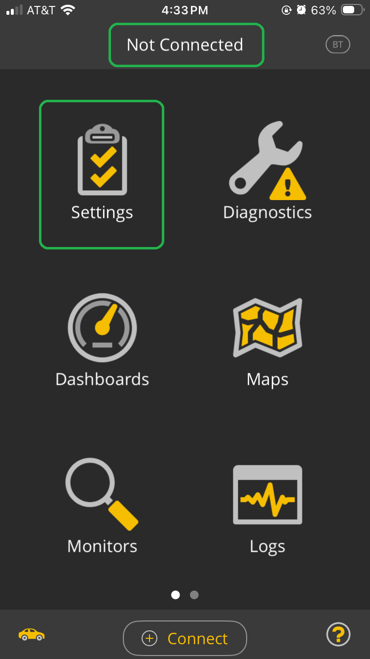 iOS screen with Settings icon highlighted.