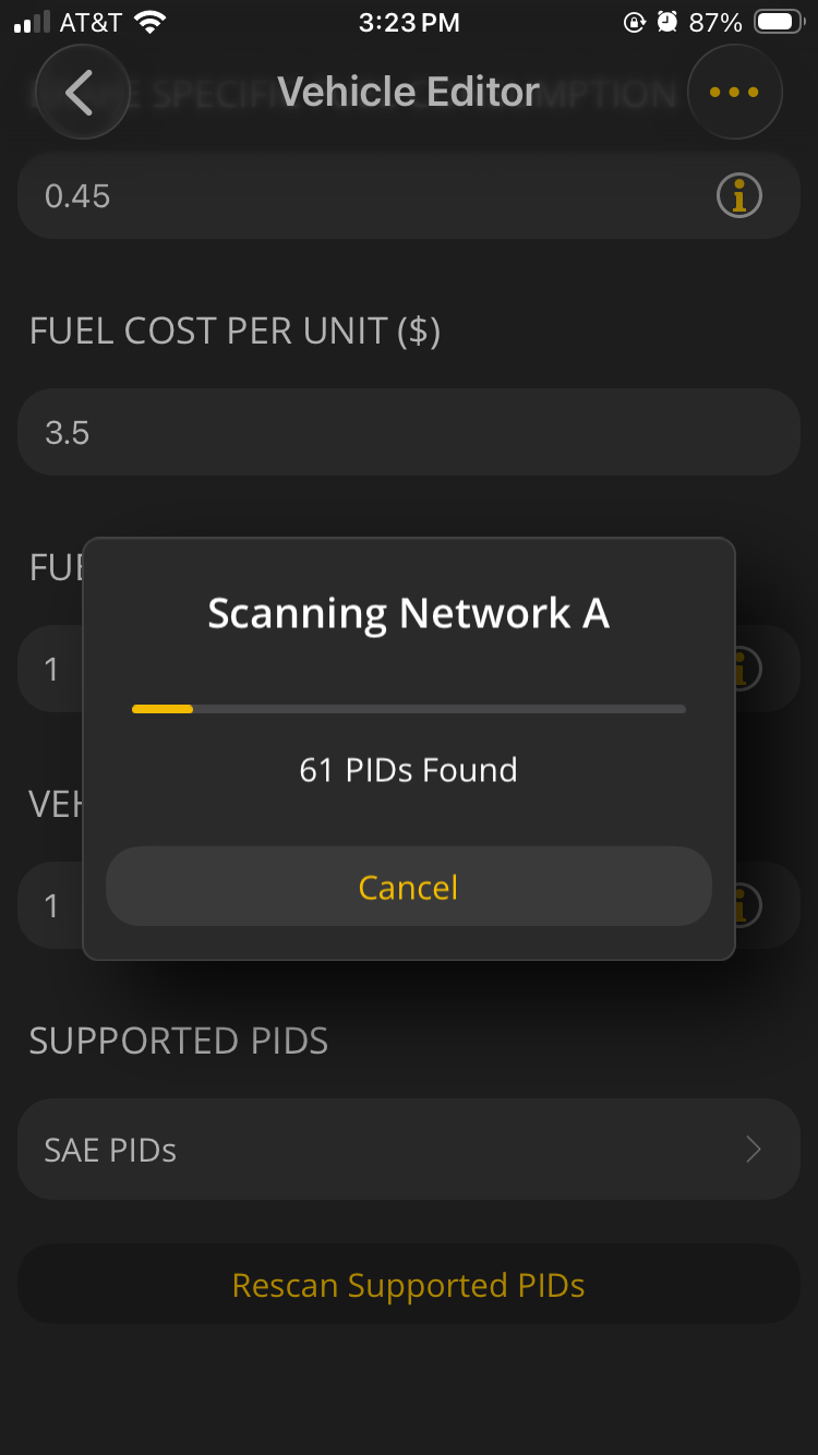 iOS screen showing a Scanning message.