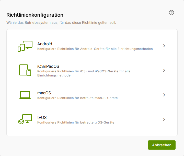 Plattform auswählen