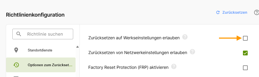 Richtlinie konfigurieren