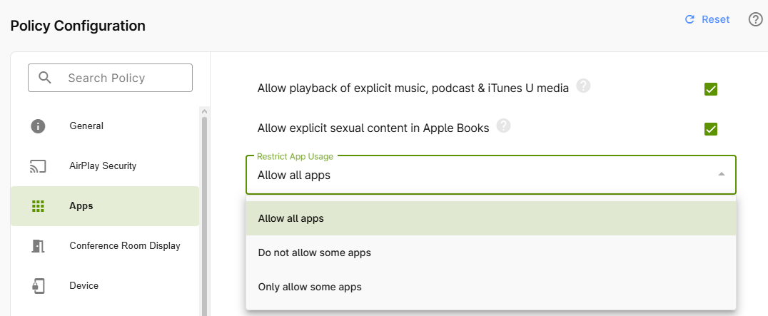 configure App policies