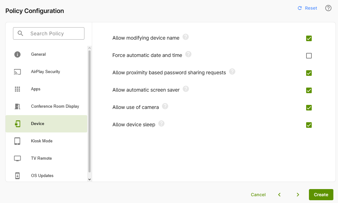 configure device policy