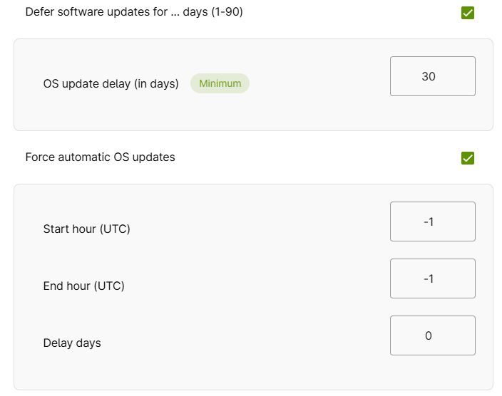 configure software update policy